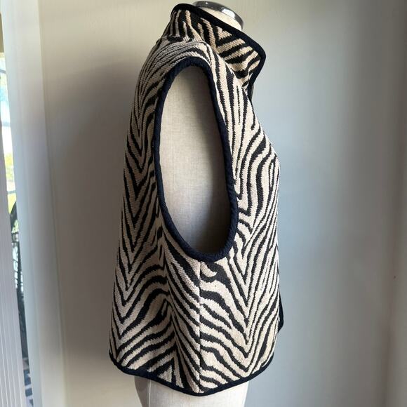 Chico’s Design Zebra Print Vest 100% Cotton Women’s Size 2 / L 12 Vintage - Picture 3 of 11